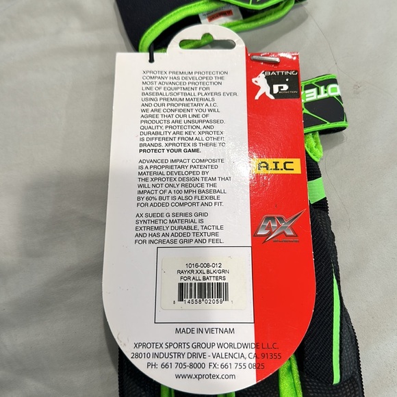 NWT XProtex Raykr Batting Gloves - Mens XXL - black Green - Picture 5 of 5